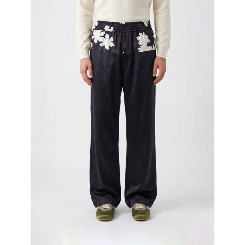 Dries Van Noten Men Floral Cotton Blend Palazzo Trousers Dries Van Noten